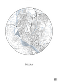 Affiche Dhaka – Poster carte de ville | Gravura – Fond clair