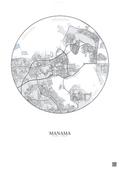 Affiche Manama – Poster carte de ville | Gravura – Fond clair
