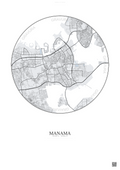 Affiche Manama – Poster carte de ville | Gravura – Fond clair