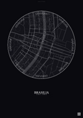 Affiche Brasilia – Poster carte de ville | Gravura – Fond foncé