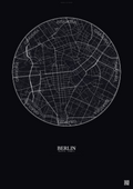 Affiche Berlin – Poster carte de ville | Gravura – Fond foncé