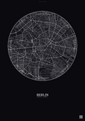 Affiche Berlin – Poster carte de ville | Gravura – Fond foncé