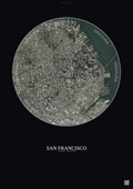 Affiche San Francisco – Poster vue satellite | Gravura – Fond foncé