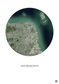 Affiche San Francisco – Poster vue satellite | Gravura – Fond clair