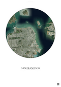 Affiche San Francisco – Poster vue satellite | Gravura – Fond clair