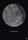 Affiche San Francisco – Poster vue satellite | Gravura – Fond foncé