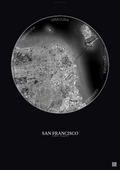 Affiche San Francisco – Poster vue satellite | Gravura – Fond foncé