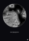 Affiche San Francisco – Poster vue satellite | Gravura – Fond foncé