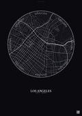 Affiche Los Angeles – Poster carte de ville | Gravura – Fond foncé