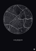 Affiche Los Angeles – Poster carte de ville | Gravura – Fond foncé