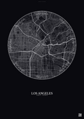 Affiche Los Angeles – Poster carte de ville | Gravura – Fond foncé