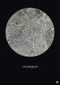 Affiche Los Angeles – Poster vue satellite | Gravura – Fond foncé