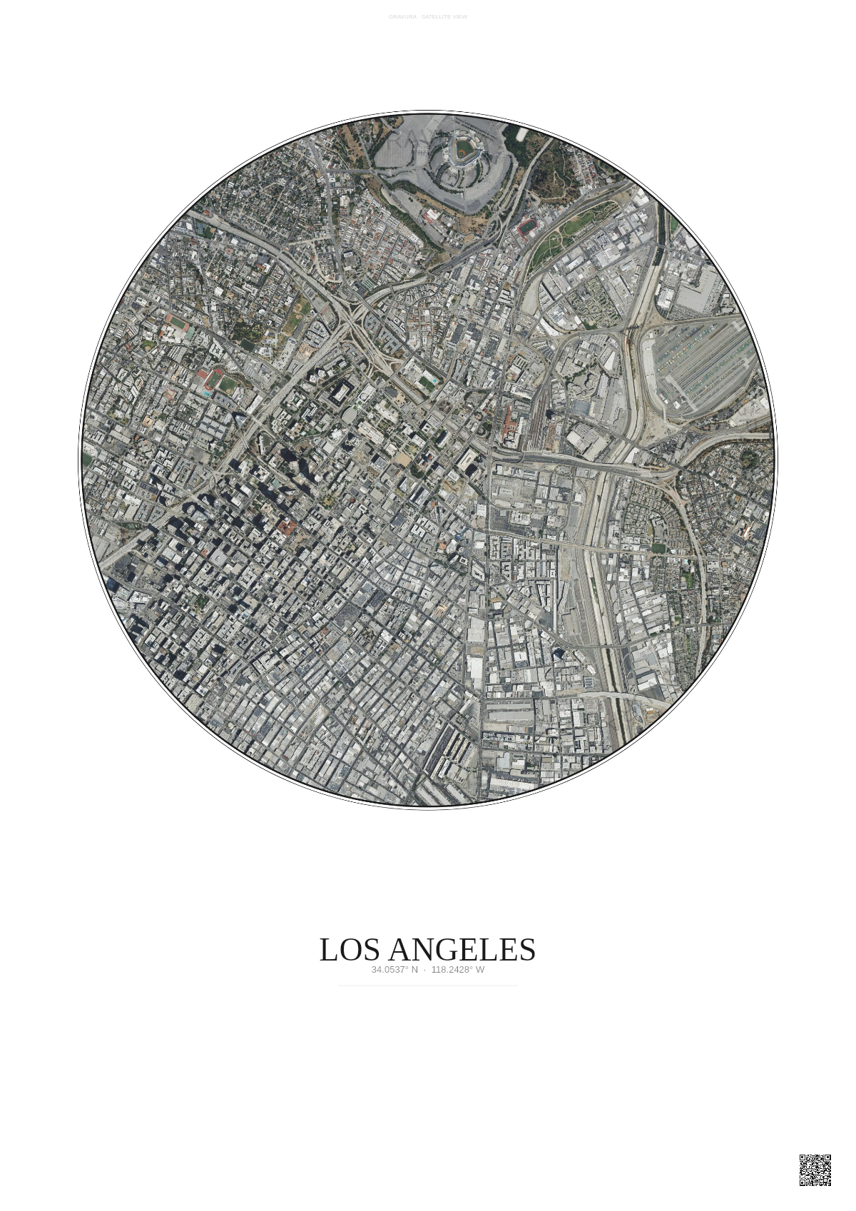Affiche Los Angeles – Poster vue satellite | Gravura – Fond clair