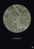Affiche Los Angeles – Poster vue satellite | Gravura – Fond foncé