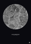 Affiche Los Angeles – Poster vue satellite | Gravura – Fond foncé