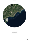 Affiche Monaco – Poster vue satellite | Gravura – Fond clair