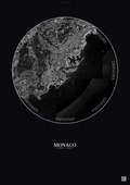 Affiche Monaco – Poster vue satellite | Gravura – Fond foncé