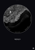 Affiche Monaco – Poster vue satellite | Gravura – Fond foncé