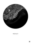 Affiche Monaco – Poster vue satellite | Gravura – Fond clair