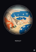 Affiche Monaco – Poster illustration vintage – Circuit De Monaco | Gravura – Fond foncé