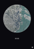 Affiche Miami – Poster vue satellite | Gravura – Fond foncé