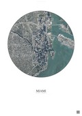 Affiche Miami – Poster vue satellite | Gravura – Fond clair