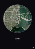 Affiche Miami – Poster vue satellite | Gravura – Fond foncé