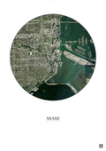 Affiche Miami – Poster vue satellite | Gravura – Fond clair
