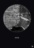 Affiche Miami – Poster vue satellite | Gravura – Fond foncé
