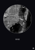 Affiche Miami – Poster vue satellite | Gravura – Fond foncé