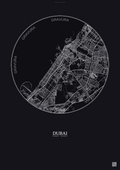Affiche Dubai – Poster carte de ville | Gravura – Fond foncé