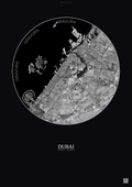 Affiche Dubai – Poster vue satellite | Gravura – Fond foncé