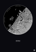 Affiche Dubai – Poster vue satellite | Gravura – Fond foncé