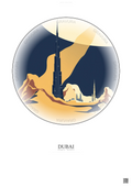 Affiche Dubai – Poster illustration vintage – Burj Khalifa | Gravura – Fond clair