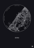 Affiche Dubai – Poster carte de ville 25km | Gravura – Fond foncé
