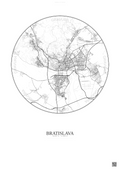 Affiche Bratislava – Poster carte de ville 10km | Gravura – Fond clair