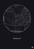 Affiche Bratislava – Poster carte de ville 2.5km | Gravura – Fond foncé