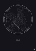 Affiche Arles – Poster carte de ville 2.5km | Gravura – Fond foncé