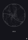 Affiche Arles – Poster carte de ville 5km | Gravura – Fond foncé