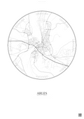 Affiche Arles – Poster carte de ville 5km | Gravura – Fond clair