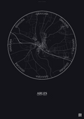 Affiche Arles – Poster carte de ville 10km | Gravura – Fond foncé