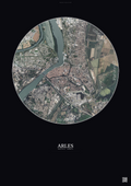 Affiche Arles – Poster vue satellite 2.5km Couleur | Gravura – Fond foncé