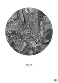 Affiche Arles – Poster vue satellite 2.5km N&B | Gravura – Fond clair