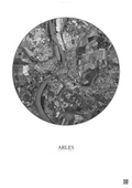 Affiche Arles – Poster vue satellite 5km N&B | Gravura – Fond clair
