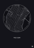 Affiche New York – Poster carte de ville 2.5km | Gravura – Fond foncé