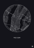 Affiche New York – Poster carte de ville 5km | Gravura – Fond foncé
