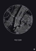 Affiche New York – Poster carte de ville 10km | Gravura – Fond foncé
