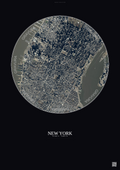 Affiche New York – Poster vue satellite 2.5km Couleur | Gravura – Fond foncé