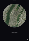 Affiche New York – Poster vue satellite 5km Couleur | Gravura – Fond foncé