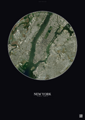 Affiche New York – Poster vue satellite 10km Couleur | Gravura – Fond foncé